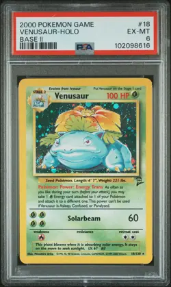 2000 POKEMON BASE SET 2 #18 VENUSAUR-HOLO PSA 6 - Image 1