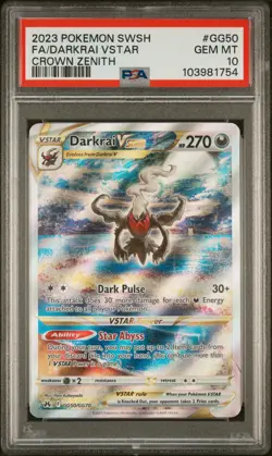 2023 POKEMON SWORD & SHIELD CROWN ZENITH #GG50 FULL ART/DARKRAI VSTAR PSA 10 - Image 1