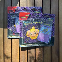 LOT OF TWO Pokemon Paldean Fates Tech Sticker 3 Booster Pack Blister- Fidough - Image 1
