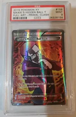 POKEMON XY PRIMAL CLASH 158 FULL ART/MAXIE'S HIDDEN BALL TRICK PSA 9 Bin SC1 - Image 1