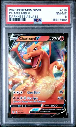 2020 POKEMON SWORD & SHIELD DARKNESS ABLAZE #019 CHARIZARD V PSA 8 - Image 1