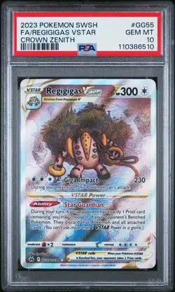 2023 POKEMON SWORD & SHIELD CROWN ZENITH #GG55 FULL ART/REGIGIGAS VSTAR PSA 10 - Image 1