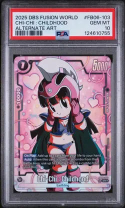 Dragonball Super Card Game Chi-Chi Childhood SR Alt Art FB06-103 PSA 10 - Image 1