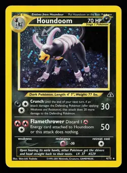 Houndoom 4/75 Holo Rare Neo Discovery Pokemon Card CREASED - Image 1