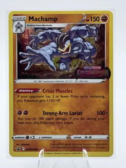 Machamp SWSH243 NM Lost Origin Stamped Prerelease Black Star Promo Pokemon Card - Image 1