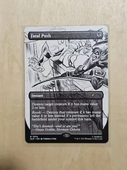 MTG Spider-man Fatal Push (7014) Non-Foil Sketched Chase Card Secret Lair NM/MT - Image 1