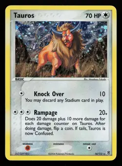 Tauros 16/112 Holo Rare EX FireRed & LeafGreen Pokemon Card - Image 1