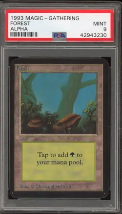 Magic the Gathering MTG Forest Alpha PSA 9 Mint - Image 1