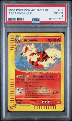 2003 Pokemon Aquapolis #H2 Arcanine Holo PSA 4 VG-EX - Image 1
