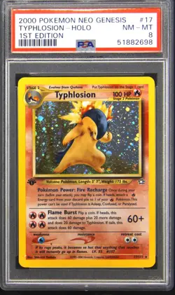 2000 POKEMON NEO GENESIS 1ST ED #17 TYPHLOSION-HOLO PSA 8 - Image 1