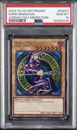 2023 YU-GI-OH! PROMO ADIDAS COLLABORATION #EN001 DARK MAGICIAN PSA 10 - Image 1