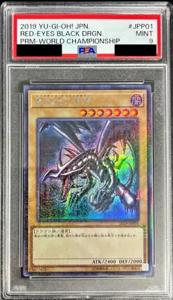PSA 9 RED-EYES BLACK DRAGON 2019-JPP01 Millnnium Secret Rare YuGiOh WCS JAPAN - Image 1