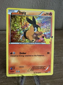 Tepig 13/25 Holo Pokemon Card 25th Anniversary McDonalds Promo 2021 - Image 2