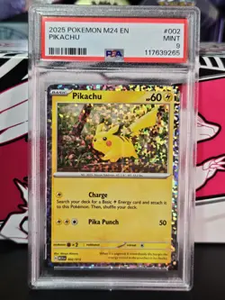 PSA 9 MINT Pikachu Pokemon Card #002 McDonald's Dragon Discovery 2024 2025 - Image 1