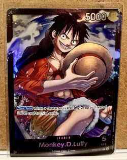 Monkey.D.Luffy (ST08-001) Mint Condition Foil One Piece Leader Card - Image 1