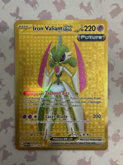 Pokemon Cards Iron Valiant ex 261/182 Gold Secret Rare Paradox Rift - (NM) - Image 1