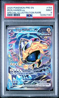 2025 POKEMON PRE EN-PRISMATIC EVOLUTIONS #154 IRON HANDS EX PSA 9 - Image 1