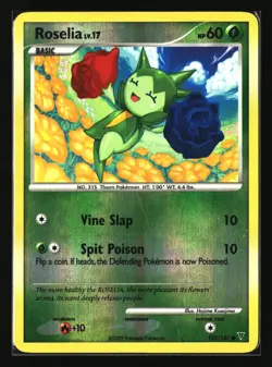 Pokemon ROSELIA 123/147 Reverse Holo (2009 Supreme Victors) LP/Light Play - Image 1