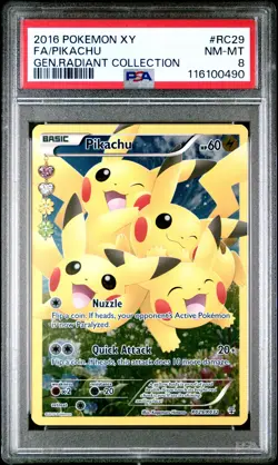 2016 POKEMON XY GENERATIONS RADIANT COLL #RC29 FULL ART/PIKACHU PSA 8 - Image 1