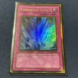 Yugioh Torrential Tribute Limited Edition Gold Ultra Rare GLD1-EN040 MP - Image 1