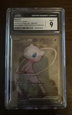 CGC 9 MINT Mew Ex 205/165 Gold METAL 151 UPC PROMO Pokemon Card - Image 3