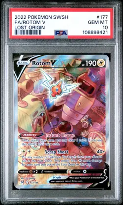 2022 POKEMON SWORD & SHIELD LOST ORIGIN #177 FULL ART/ROTOM V PSA 10 - Image 1