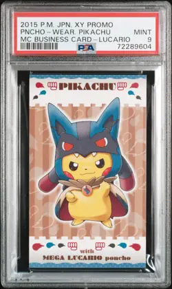 2015 POKEMON JPN XY PROMO PONCHO-WEARING PIKACHU PSA 9 - Image 1
