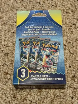 Pokemon Scarlet and Violet Stellar Crown 3 Booster Pack Box-Factory Sealed - Image 2