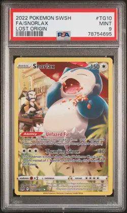2022 POKEMON SWORD & SHIELD LOST ORIGIN #TG10 FULL ART/SNORLAX PSA 9 - Image 1