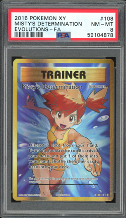 2016 Pokemon Evolutions Full Art Misty's Determination #108 PSA 8 NM-MINT - Image 1