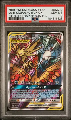 2019 POKEMON SM BLACK STAR PROMO FULL ART/MOLTRES & ZAPDOS & ARTICUNO GX PSA 10 - Image 1