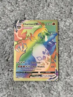 Pokemon Charizard VMax HP330 Claw Slash Rainbow Gold Foil Fan Art NM! - Image 1