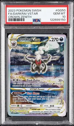 2023 POKEMON SWORD & SHIELD CROWN ZENITH #GG50 FULL ART/DARKRAI VSTAR PSA 10 - Image 1