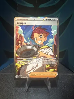 Pokemon Trainer Crispin TCG Full Art Holo Ultra Rare Card 164/142 NM Condition - Image 1