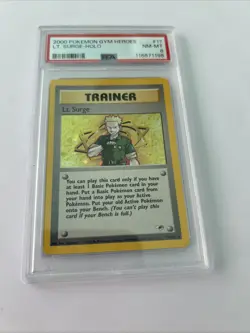 Pokemon TCG Lt. Surge Gym Heroes Holo Rare Card 17/132 PSA 8 - Image 1