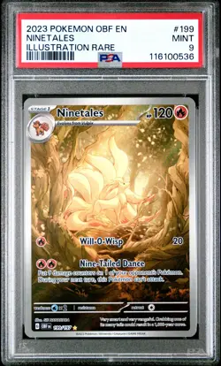 2023 POKEMON OBF EN-OBSIDIAN FLAMES ILLUSTRATION RARE #199 NINETALES PSA 9 - Image 1
