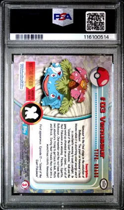 1999 TOPPS POKEMON TV RAINBOW FOIL #3 VENUSAUR PSA 8 - Image 2