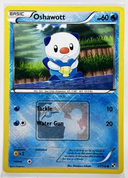 Oshawott 27/114 Crosshatch Reverse Pokemon Card Black & White League Promo LP - Image 1