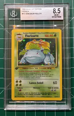 1999 Pokemon Base 1st Edition Holo Venusaur French Card #15 BGS 8.5 - Image 1