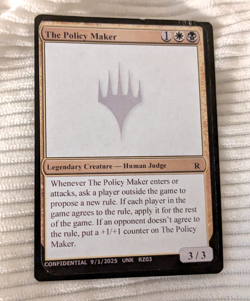"The Policy Maker" Magic: the Gathering Unknown Event MagicCon card - Image 1
