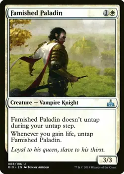 X 1 Famished Paladin NM Rivals of Ixalan 008 MTG Magic The Gathering - Image 1