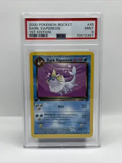 2000 Pokemon Rocket #45 Dark Vaporeon 1st Edition PSA 9 - Image 1