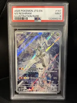 2025 POKEMON JTG EN-JOURNEY TOGETHER ILLUSTRATION RARE #167 N'S RESHIRAM PSA 9 - Image 1