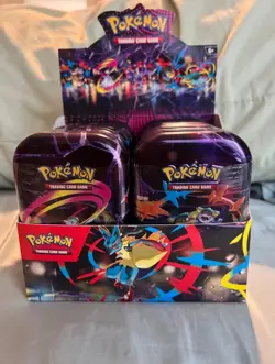 NEW FACTORY SEALED POKEMON TCG MEGA EVOLUTIONS 10 MINI TIN SET WITH DISPLAY BOX - Image 1
