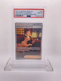 2023 POKEMON MEW EN-151 SPECIAL ILLUSTRATION RARE #204 GIOVANNI'S CHARISMA PSA 8 - Image 1