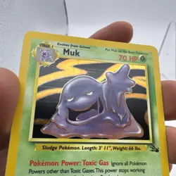 Muk 13/62 Fossil Unlimited Holo Rare 1999 Vintage Pokemon TCG Card - LP - Image 3