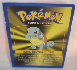 Squirtle #7, 1999 Pokemon Game Tip Card, Nintendo & Kellogg Canada - MP - Image 2