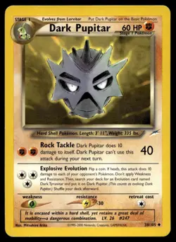 Dark Pupitar 38/105 Pokemon Card Neo Destiny Uncommon 60 HP LP RC - Image 1
