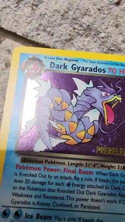 Pokemon TCG Dark Gyarados Prerelease Holo Rare Card 8/82 Vintage - Image 2