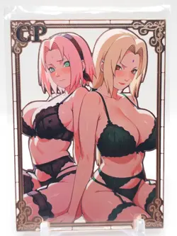 Goddess Story - Pink Metal Waifu Card - Sakura & Tsunade - NUMBERED 095/100 - Image 1